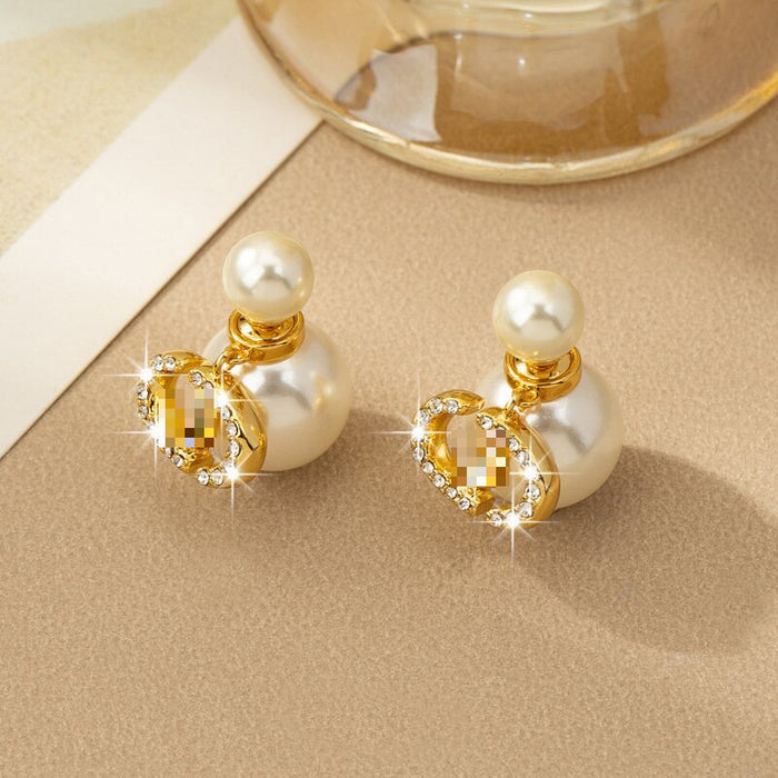 Wholesale Diamond-encrusted pearl earrings