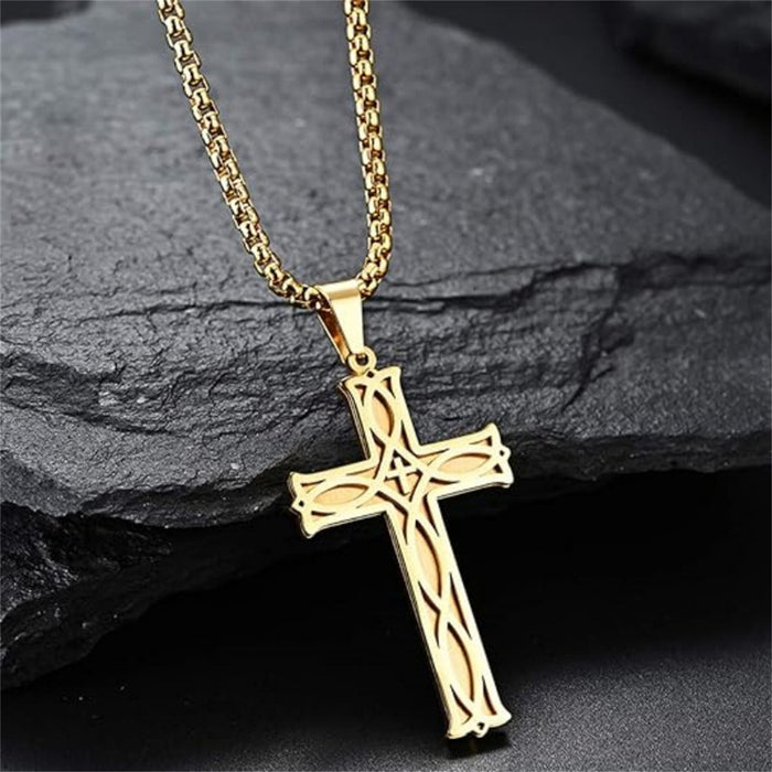 Wholesale Men' s Stainless Steel Celtic Knot Cross Personality All-match Irish Pendant Necklace