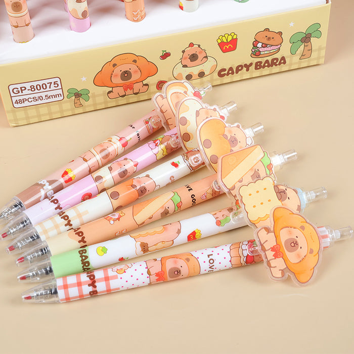 Wholesale 48pcs Capybara Patch Pen Student Writing Pen Black Gel Pen