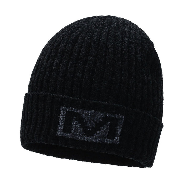 Wholesale Men's Hat Chenille Solid Color Knitted Jacquard Plus Velvet JDC-FH-DG022