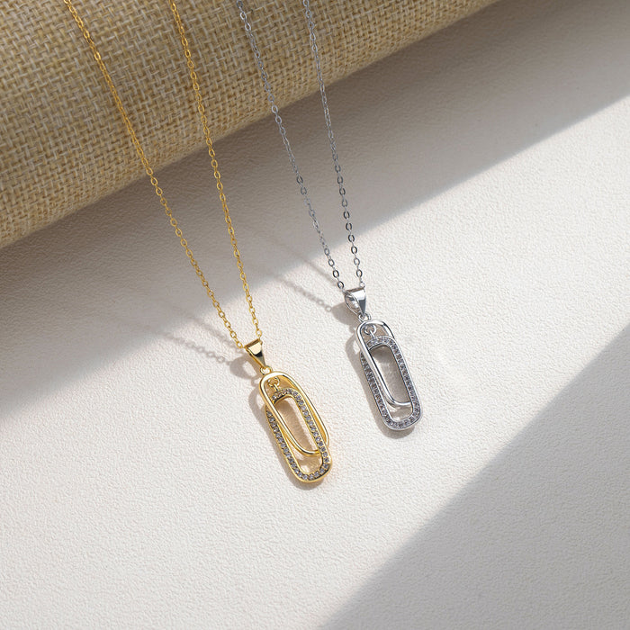 Wholesale Interlocking Simple Double-Ring Necklace