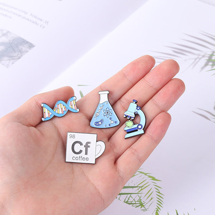 Wholesale Scientific Experiment Chest Badge Brooch Gene Chain Microscope Metal Pin JDC-BC-BL001