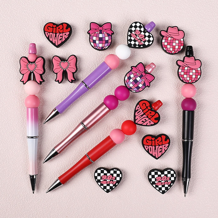 Wholesale 20pcs Bowknot silicone beads cute  jewelry DIY bracelet accessories checkered silicone beads