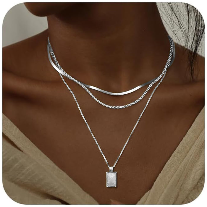 Wholesale Light luxury twisted block stackable pendant with fashionable layering