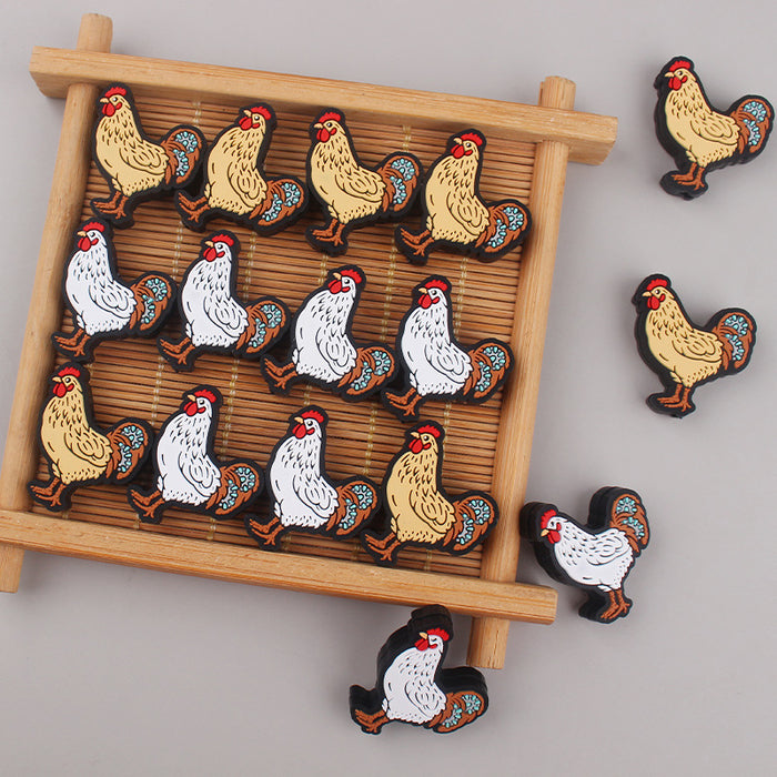 Wholesale Cartoon Rooster Silicone Focal Beads JDC-BDS-GuangTian021