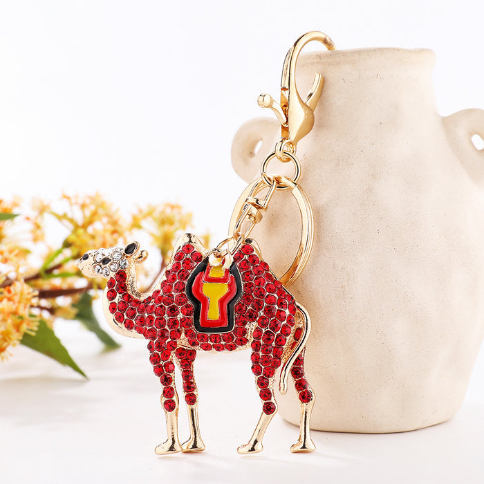 Wholesale diamond camel car key chain animal car key chain metal pendant