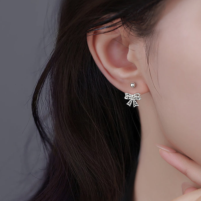 Wholesale Hollow bow, screw buckle, earring, lace lace lace, heart-shaped earring