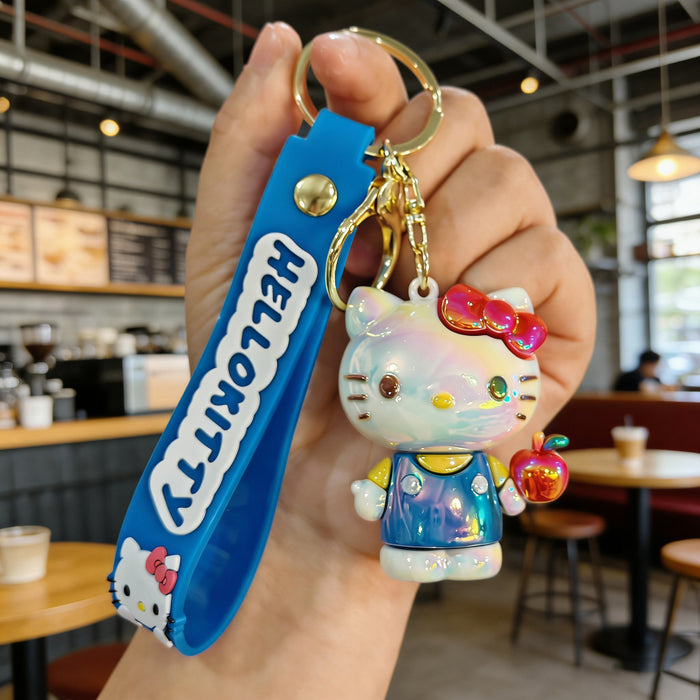 Wholesale Electroplated cartoon cat silicone keychains