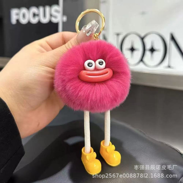 Wholesale Cute car keychain pendant plush ball bag ornament