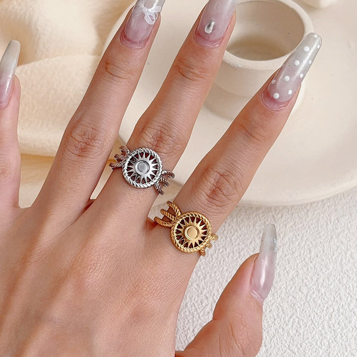 Wholesale Stone-set vintage jewelry,  elegant open stainless steel ring