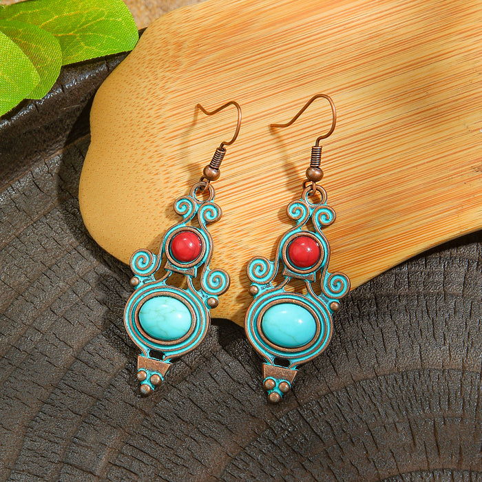 Wholesale Zinc Alloy Bohemian Turquoise Earring Set Fashion Jewelry Accessory MOQ≥2