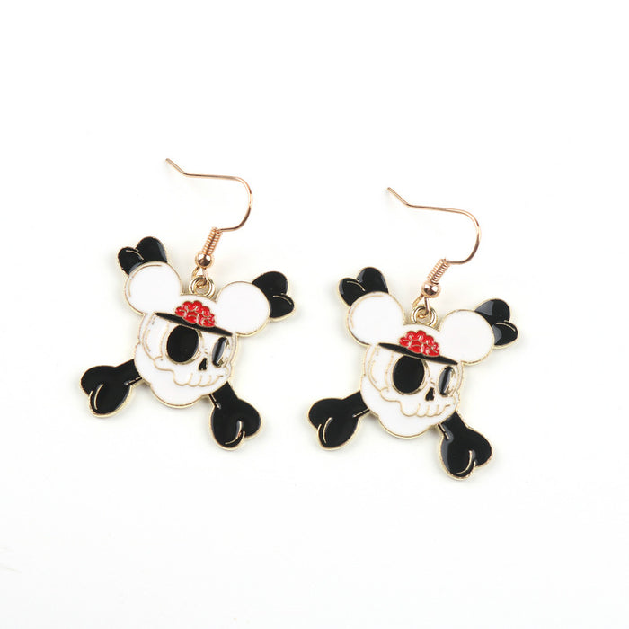 Wholesale 10pcs Halloween Alloy Cartoon Pumpkin Skull Earrings JDC-ES-FuYu004