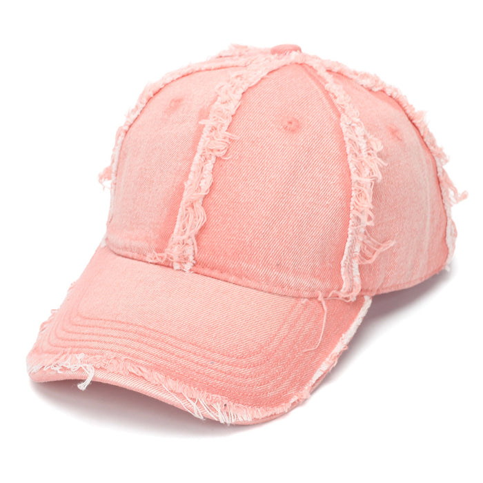 Wholesale Denim Distressed Frayed Baseball Cap Street Style Fashion Accessory Gift Boutique Resale