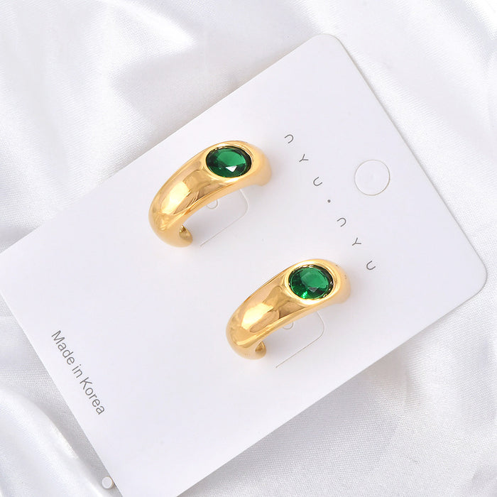 Wholesale fashionable stainless steel inlaid zircon earrings for wome