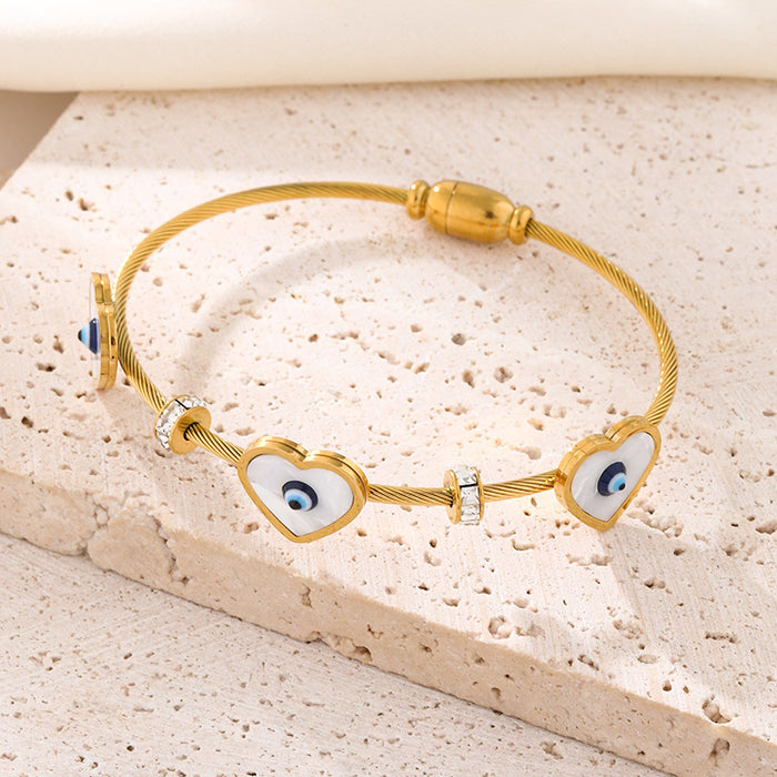 Wholesale Beaded bracelet with stainless steel gold-plated zircon stones