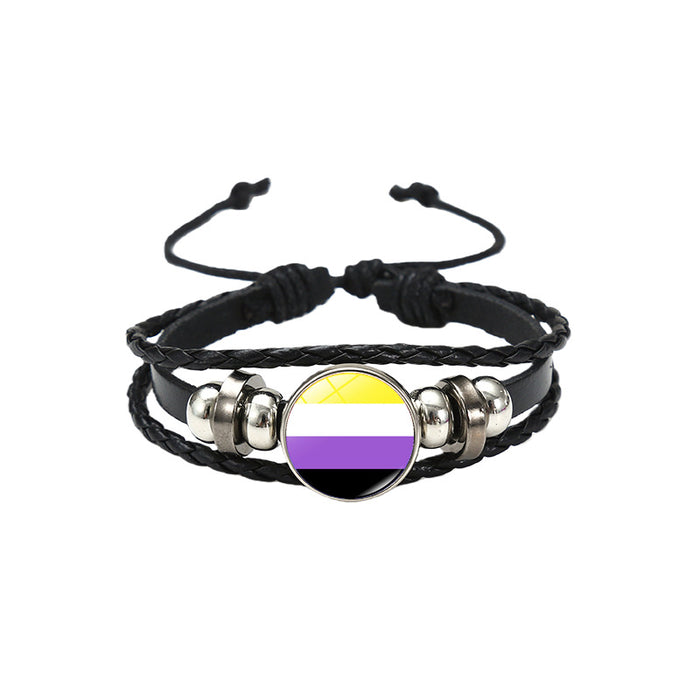 Wholesale Rainbow Flag &  Genderfluid Gemstone Hand-Woven Bracelet