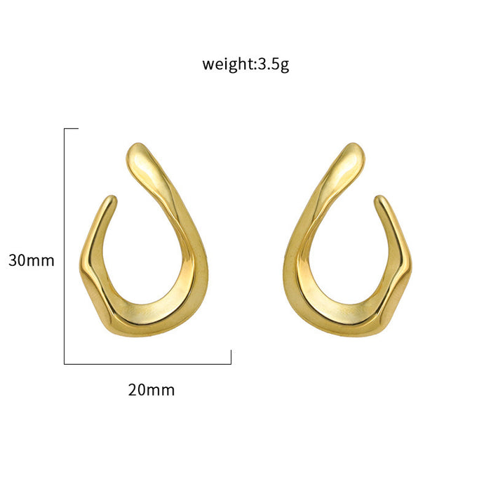 Wholesale Metallic style,  sweet and cool irregular geometric U-shaped earrings