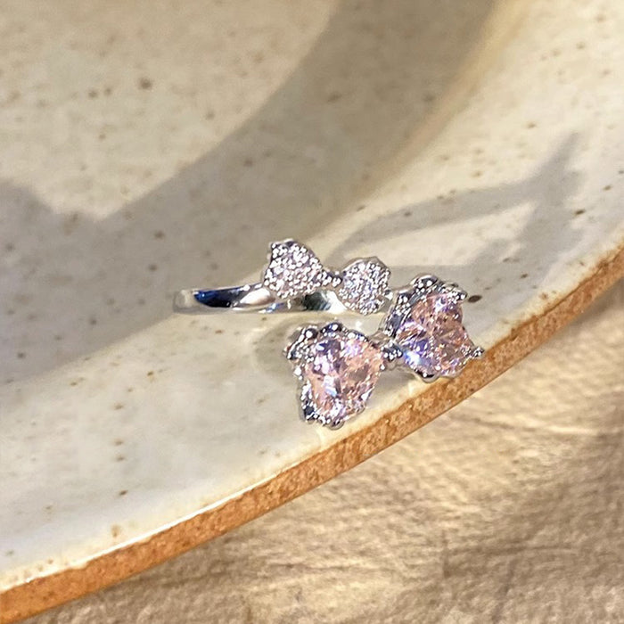 Wholesale Pink Diamond Bow Ring Women's Fashion Ring