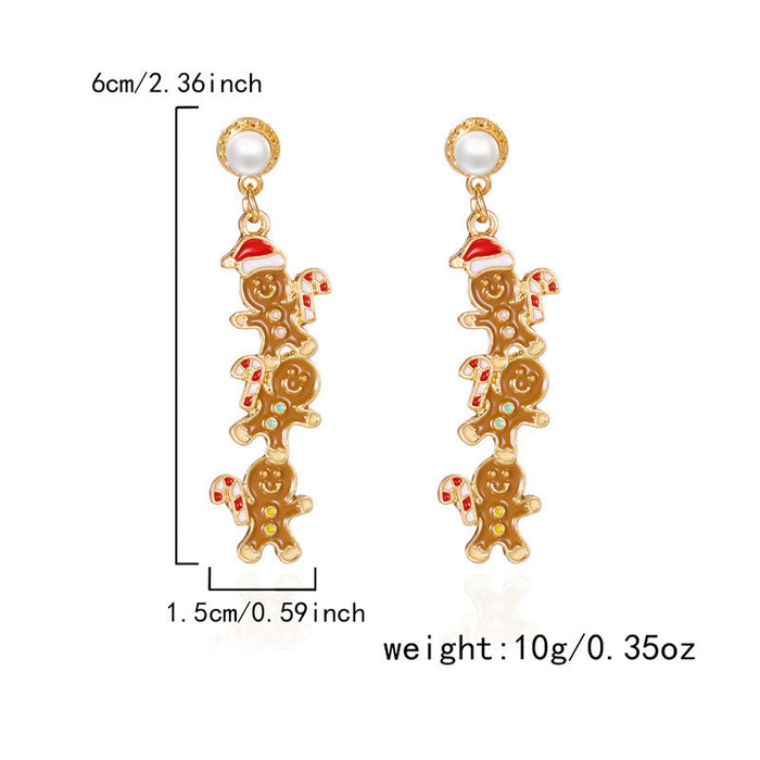 Wholesale Christmas element earrings cartoon full bead snowman earrings inlaid with diamonds light luxury holiday earrings