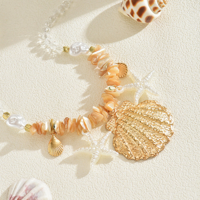 Wholesale Shell Necklace Women's Summer Seaside Fashion Round Bead  Clavicle Chain