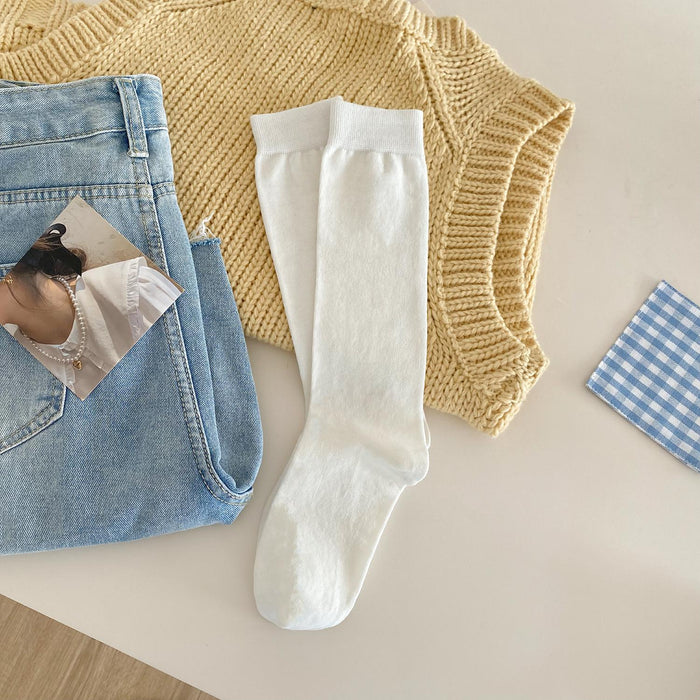 Wholesale Boneless socks, long tube socks, pure cotton solid color pile socks, calf socks