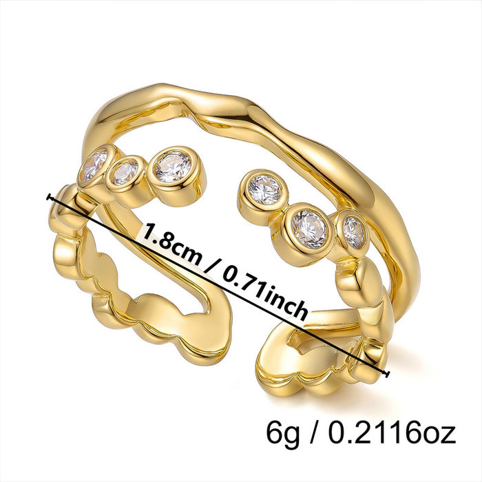 Wholesale Geometric Stackable Ring with Zircon Copper Plated Fashion Jewelry Accessory