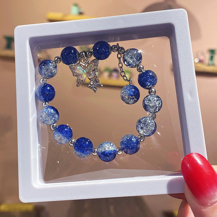Wholesale Electroplated Glass Glaze Butterfly Ice Crack Bow Beaded Bracelet
