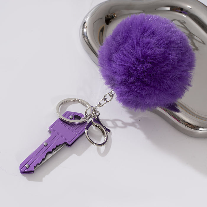 Wholesale Mini Multi-function Key Knife Fur Ball Two-piece Metal Keychain JDC-KC-ZY036