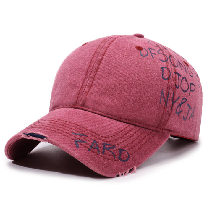 Wholesale Retro washed hat, personalized graffiti letter baseball cap, versatile duckbill cap