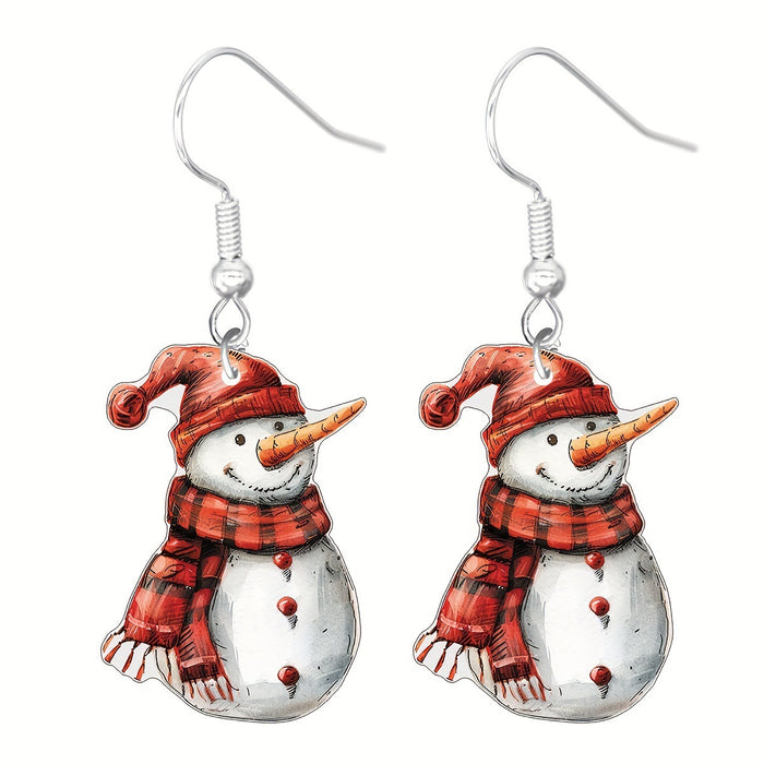 Wholesale Christmas Cartoon Earrings Cute Acrylic Pendant  Gingerbread and Animal Pattern Holiday Supplies