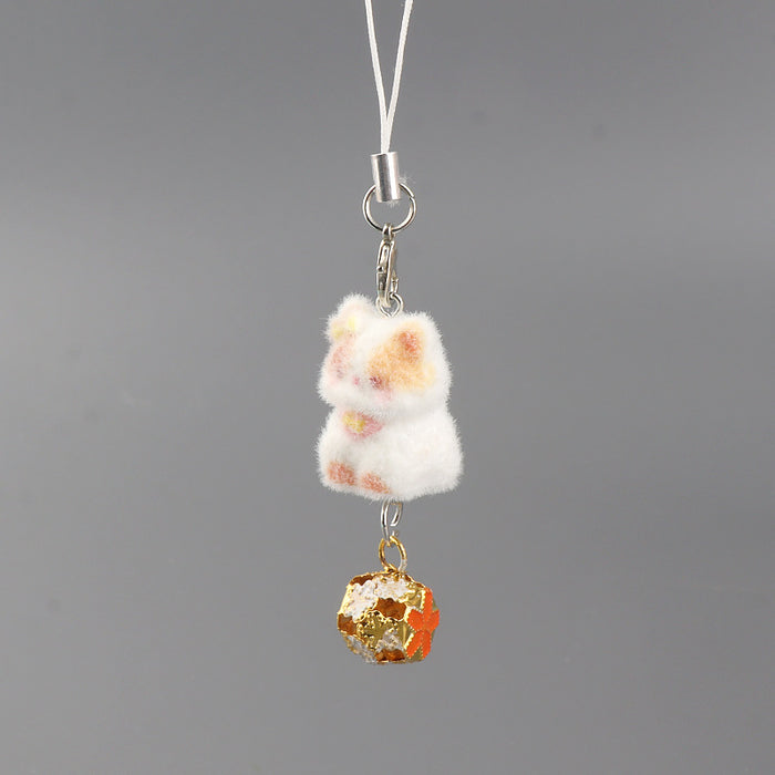 Wholesale Cute Flocked Bell cat Cartoon Pendant Mobile Phone Chain Keychain