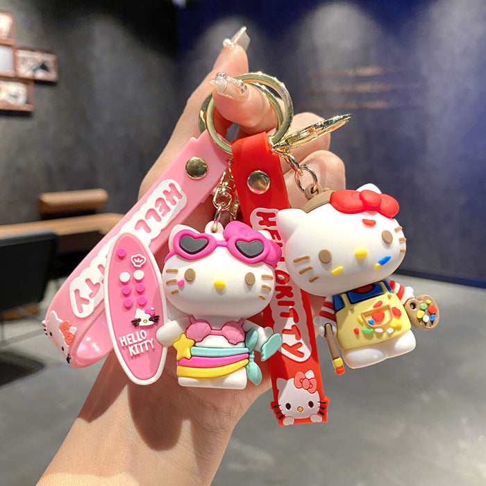 Wholesale Cartoon Cat Couple School Bag Pendant Keychain