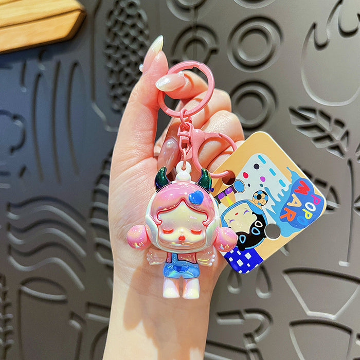 Wholesale Creative electroplated keychain cute cartoon doll couple bag pendant small gift