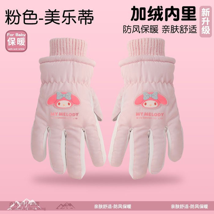 Wholesale Children's Ski Gloves Winter Baby Cute Warm Plus Velvet Thickened Boys and Girls Playing Snow Waterproof JDC-GS-Zaix001