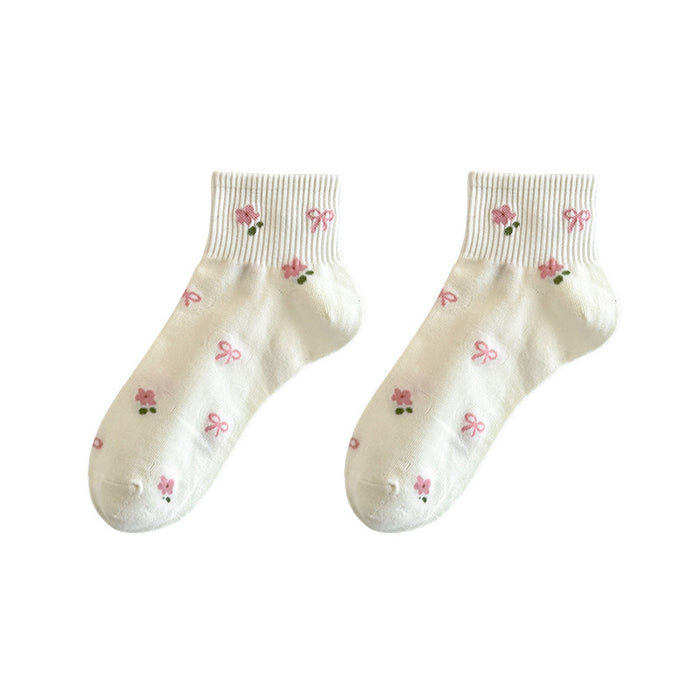Wholesale Socks, cotton short socks, thin, cute and versatile, bow tie, anti odor, low top boat socks
