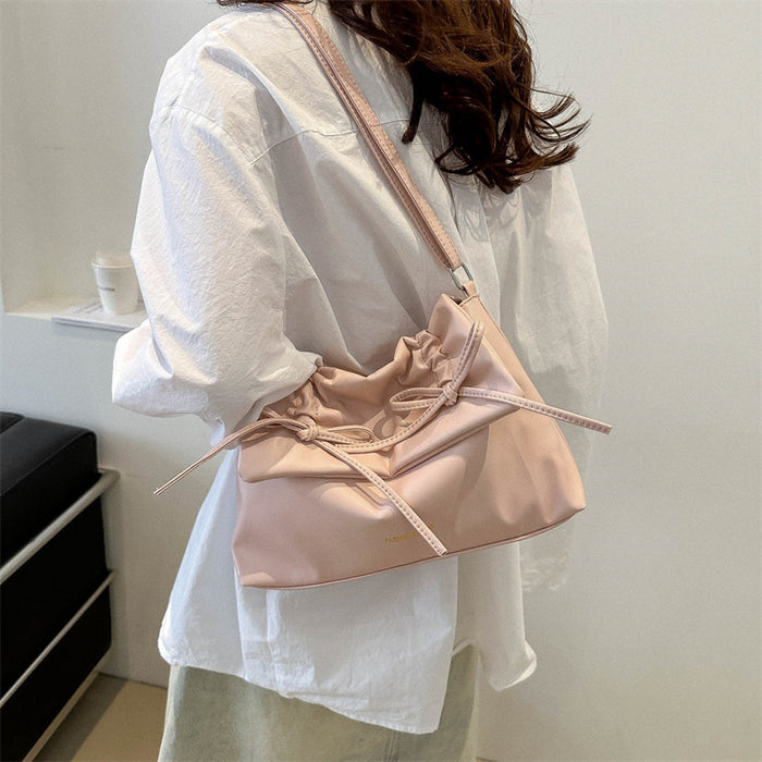 Wholesale Bowknot Soft PU Large Capacity Solid Color Tote Bag Messenger Bag JDC-SD-Shens035