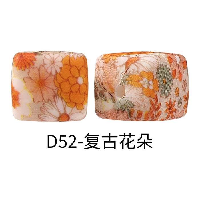 Wholesale Random 100pcs Watermark cube silicone beads jewelry beaded bracelet accessories square printed silicone beads