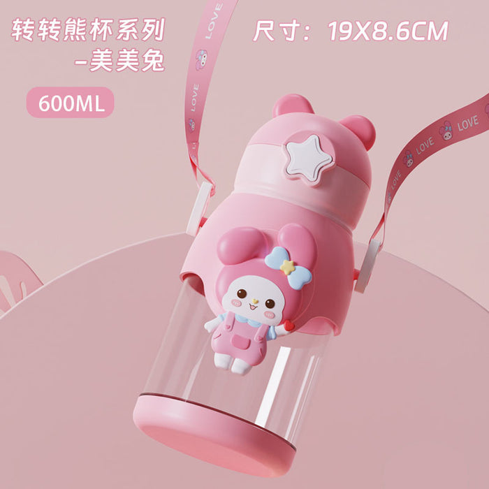 Wholesale Cute Bear Straw Cup Large-Capacity Plastic Cup