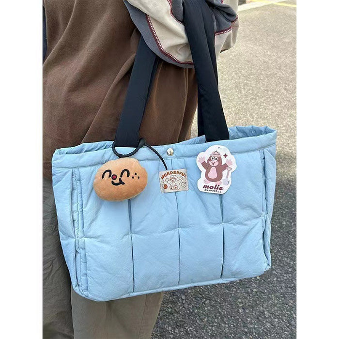 Wholesale New lightweight cotton padded soft and comfortable tote bag with foldable folds for class, large capacity single shoulder handbag