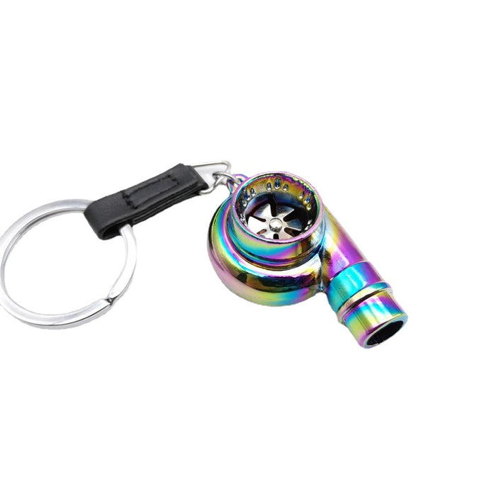 Wholesale Zinc alloy blades rotate on this car turbocharger shaped metal alloy keychain