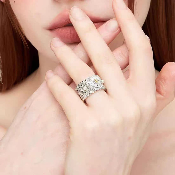 Wholesale Butterfly Star Ring Women's Pearl Oil Drop Wide Version Ring Opening Adjustable