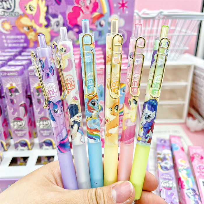 Wholesale Pony Blind Box Pen Cartoon Gel Pen Metal Pen Clip Press Neutral Black Laser