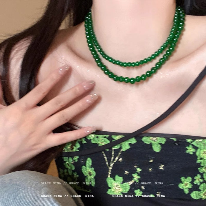 Wholesale Beaded collarbone chain, high-end necklace, niche, light luxury necklace