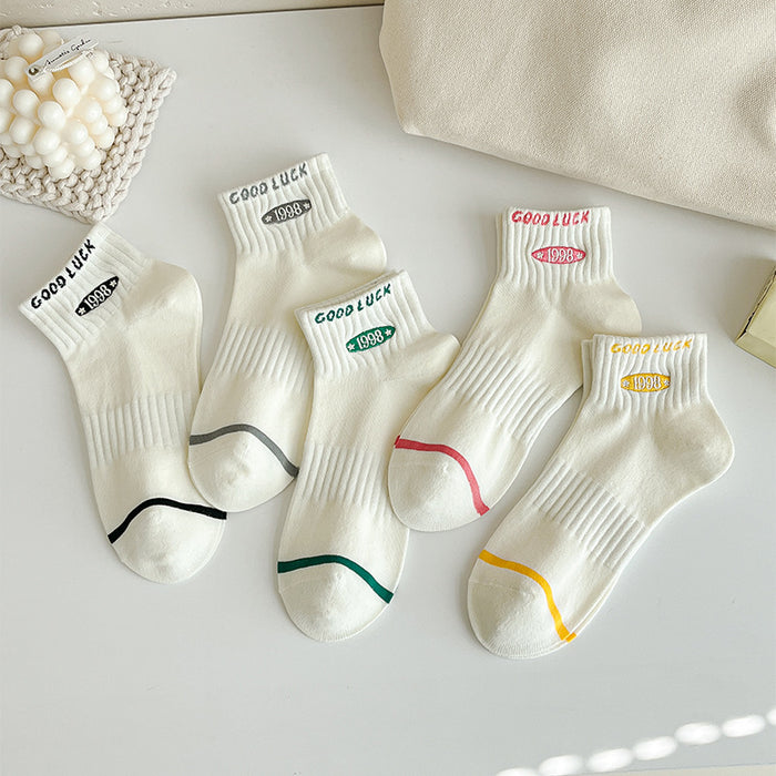 Wholesale Socks, tube socks, versatile embroidery, retro college style, casual, comfortable, breathable, sports socks, short socks, boat socks