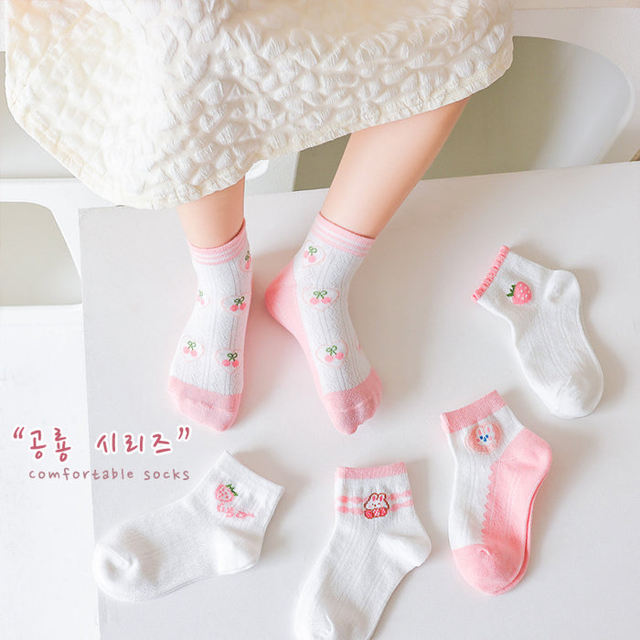 Wholesale Set of 5 Pairs for Summer Children's Cartoon Thin Breathable Cotton Socks JDC-SK-Pingt007