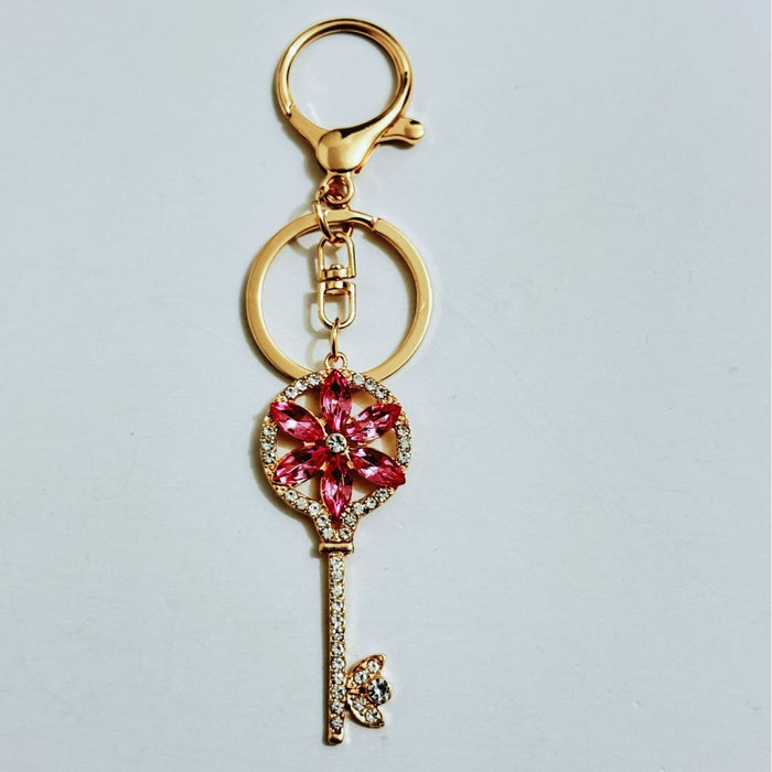 Wholesale Keychain Rhinestone Key Design Zinc Alloy Car Bag Charm Gift