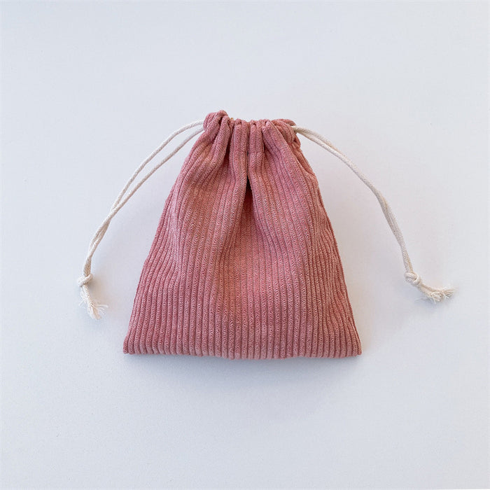 Wholesale Corduroy storage bag, drawstring pocket, portable coin purse