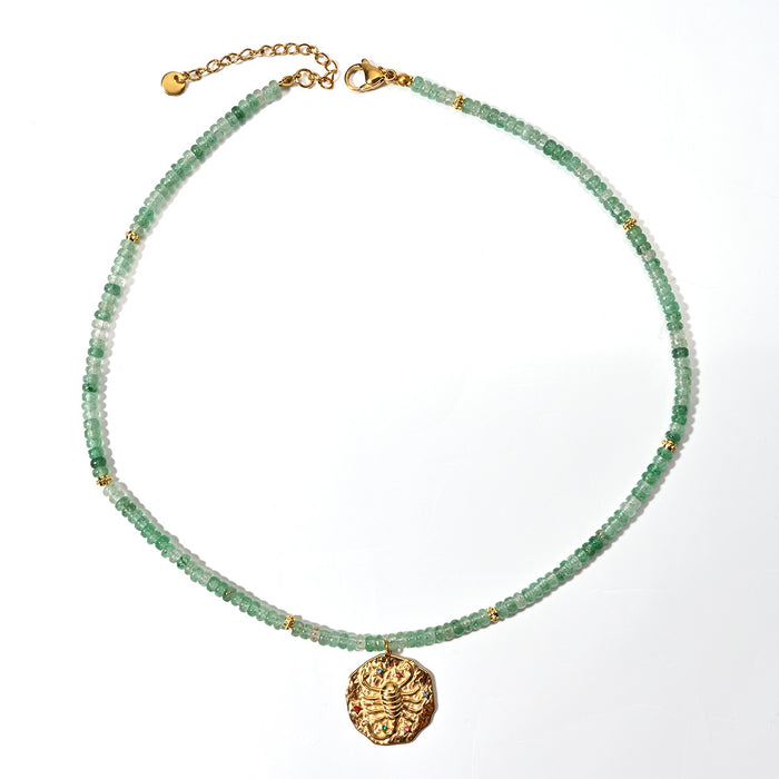 Wholesale Original Jewelry Design Colorful Natural Stone Necklace Stainless Steel Twelve Constellation Necklace Personalized Matching