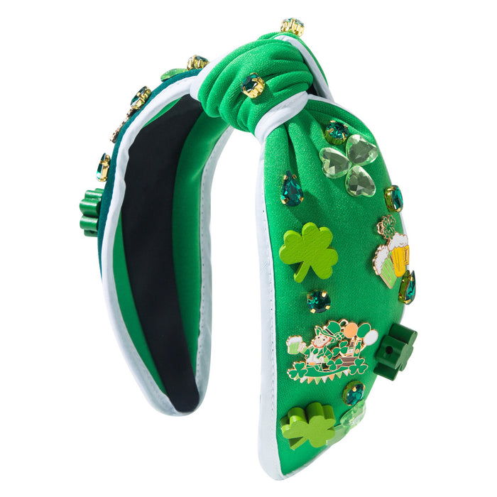 Wholesale St.  Patrick' s Day rhinestone-embellished clover accessory green headband