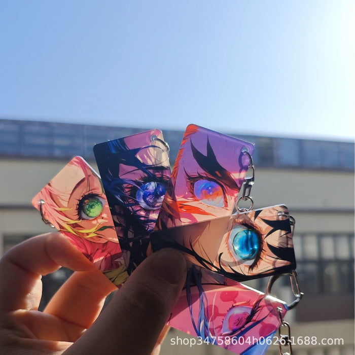 Wholesale Acrylic translucent card eye-glowing cartoon keychain pendant